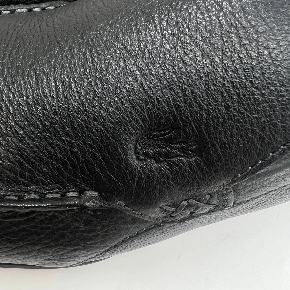 Lacoste Argon Lexi 2 Mens 10.5 Black Leather Slip On Loafer‎ Driving Shoes